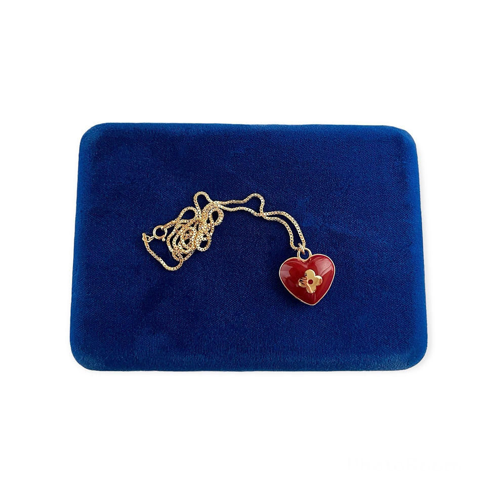 Thumbnail: Repurposed Vuitton Red & Gold Medium Puffed Heart Flower Charm Necklace
