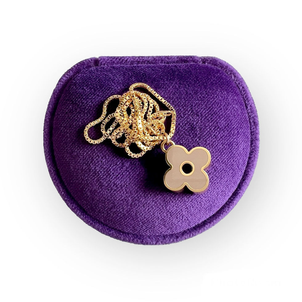 Thumbnail: Repurposed Louis Vuitton Medium Gold & Beige Enamel Flower Charm Necklace