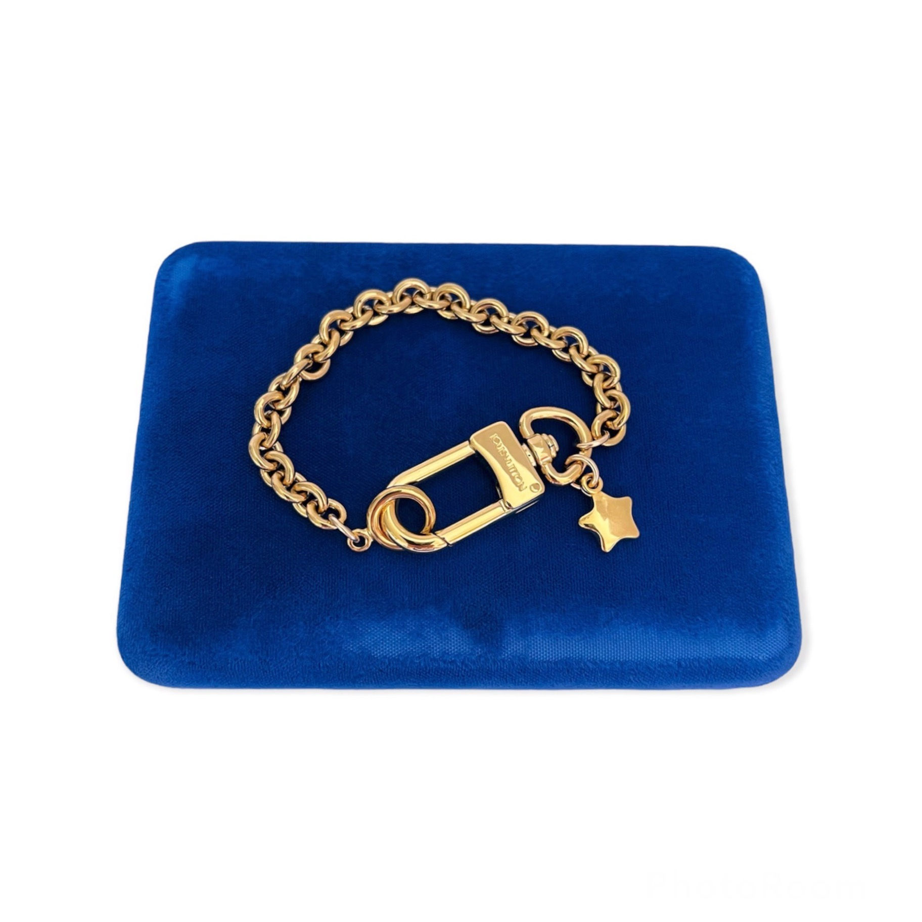 Repurposed Louis Vuitton Gold Swivel Clasp & Star Charm Bracelet