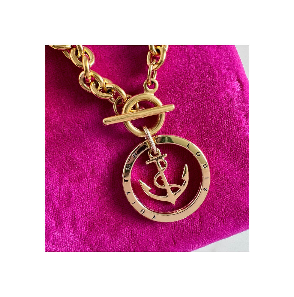 Thumbnail: Repurposed Louis Vuitton Large Ring Charm & Anchor Accent Necklace