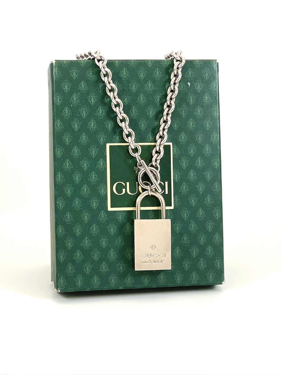 Thumbnail: Repurposed Vintage Silver Gucci Lock Toggle Choker Necklace