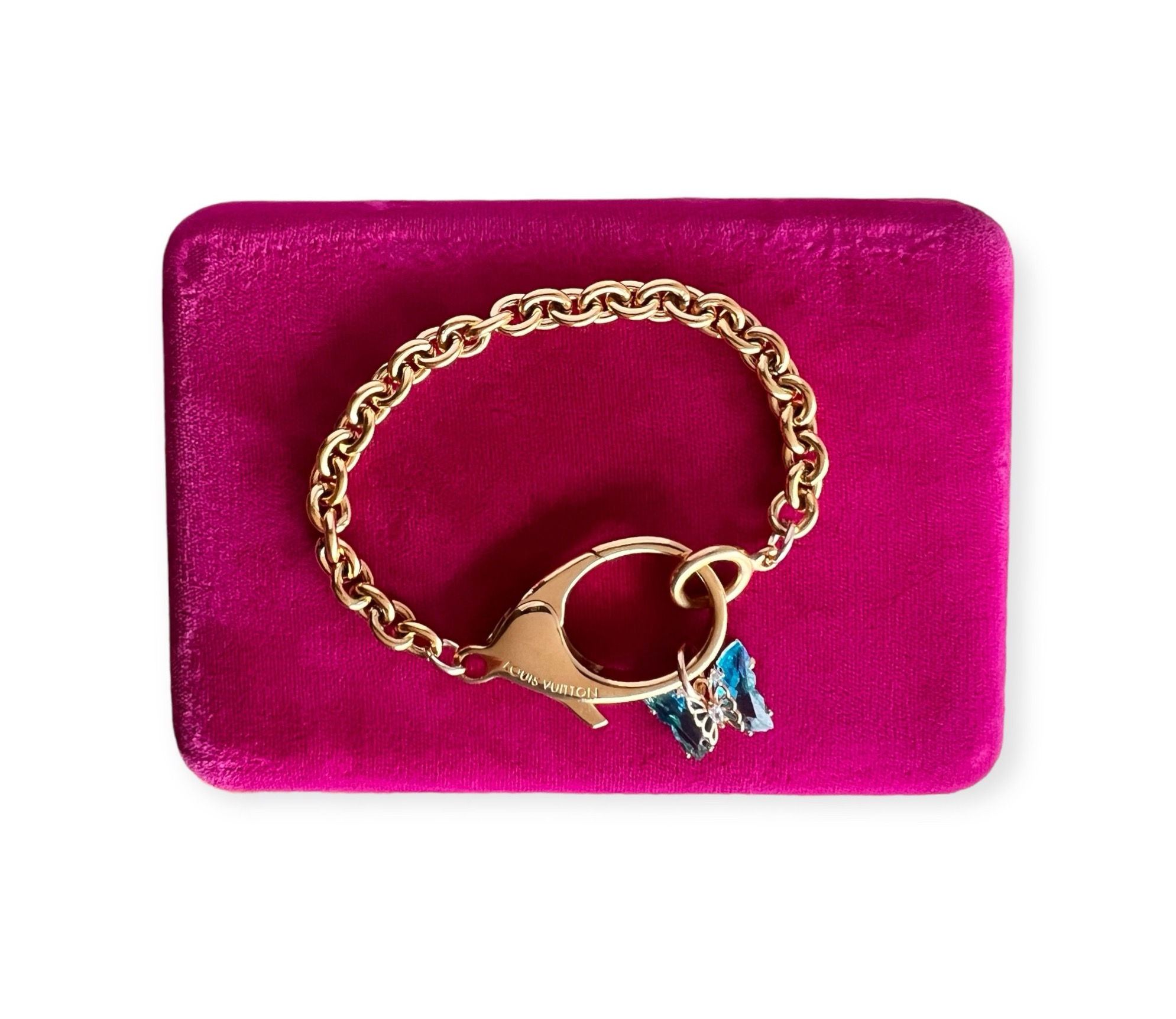 Repurposed Louis Vuitton Gold Carabiner Clasp & Removable Butterfly Bracelet