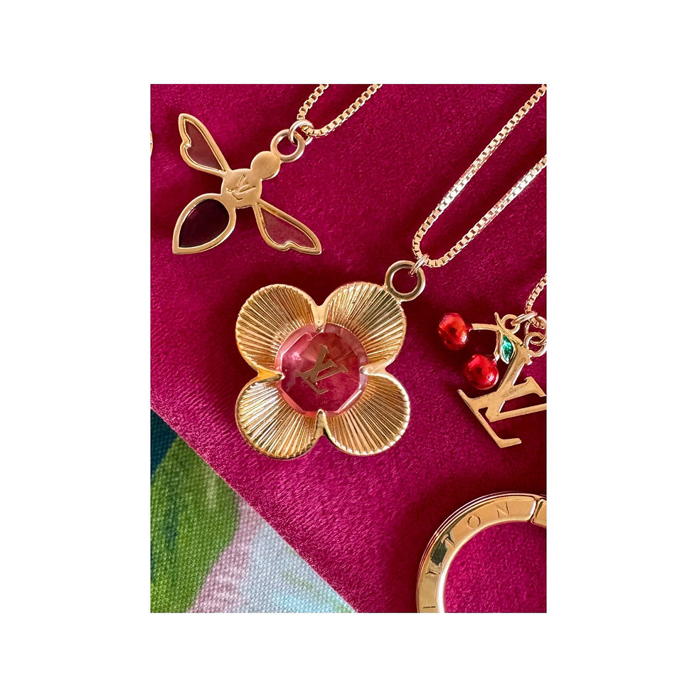 Thumbnail: Repurposed Louis Vuitton Bee LV Monogram Charm Necklace