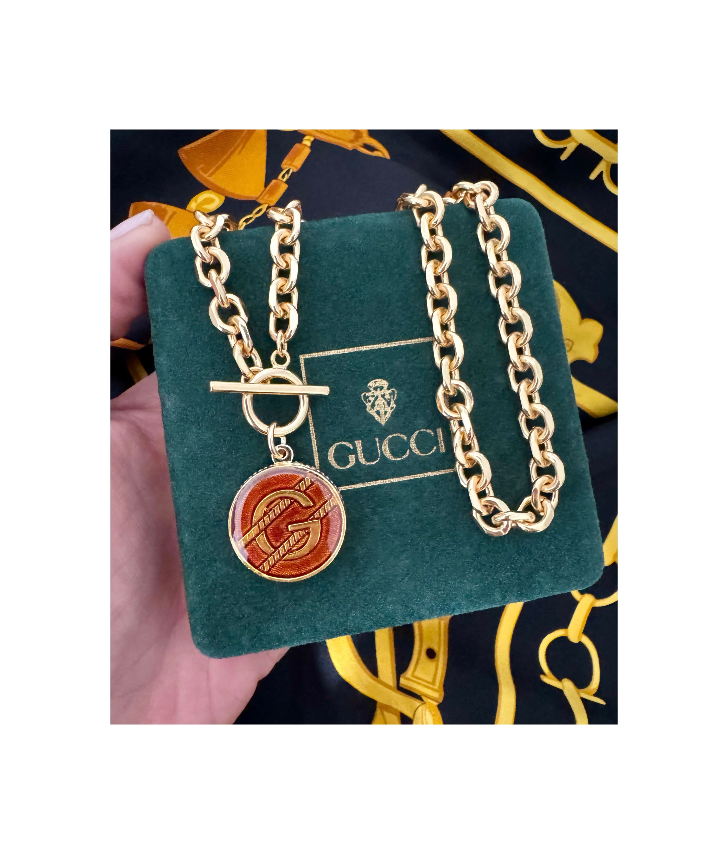 Repurposed Vintage 80's Gucci Rope G Charm Toggle Necklace
