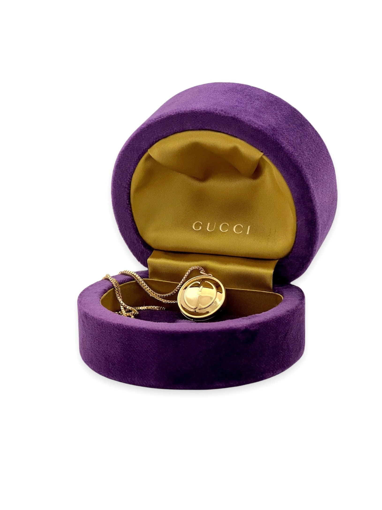 Repurposed Vintage Large Gucci Shiny Gold GG Charm Necklace