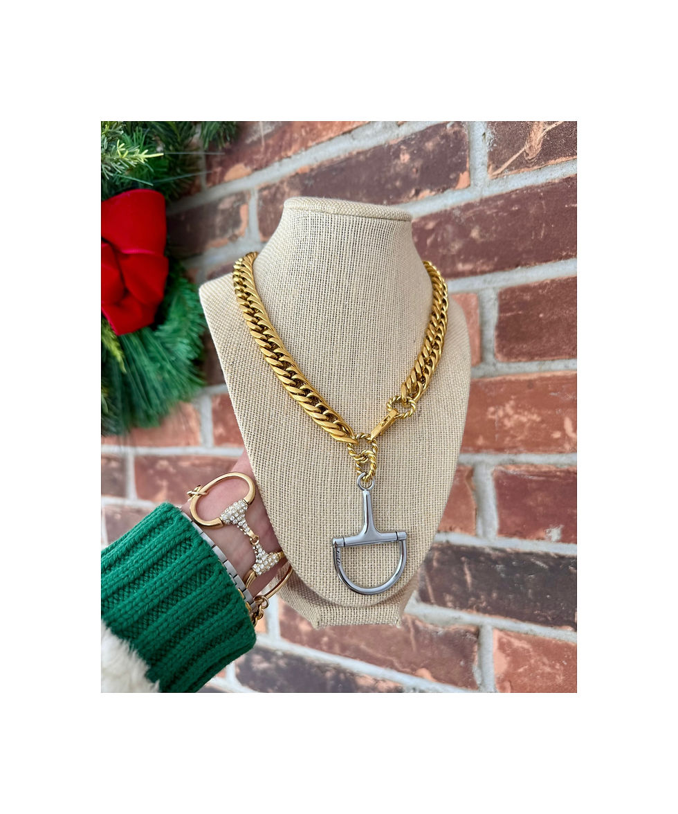Thumbnail: Repurposed Vintage Gucci Silver Snaffle Horsebit Mixed Metals Necklace