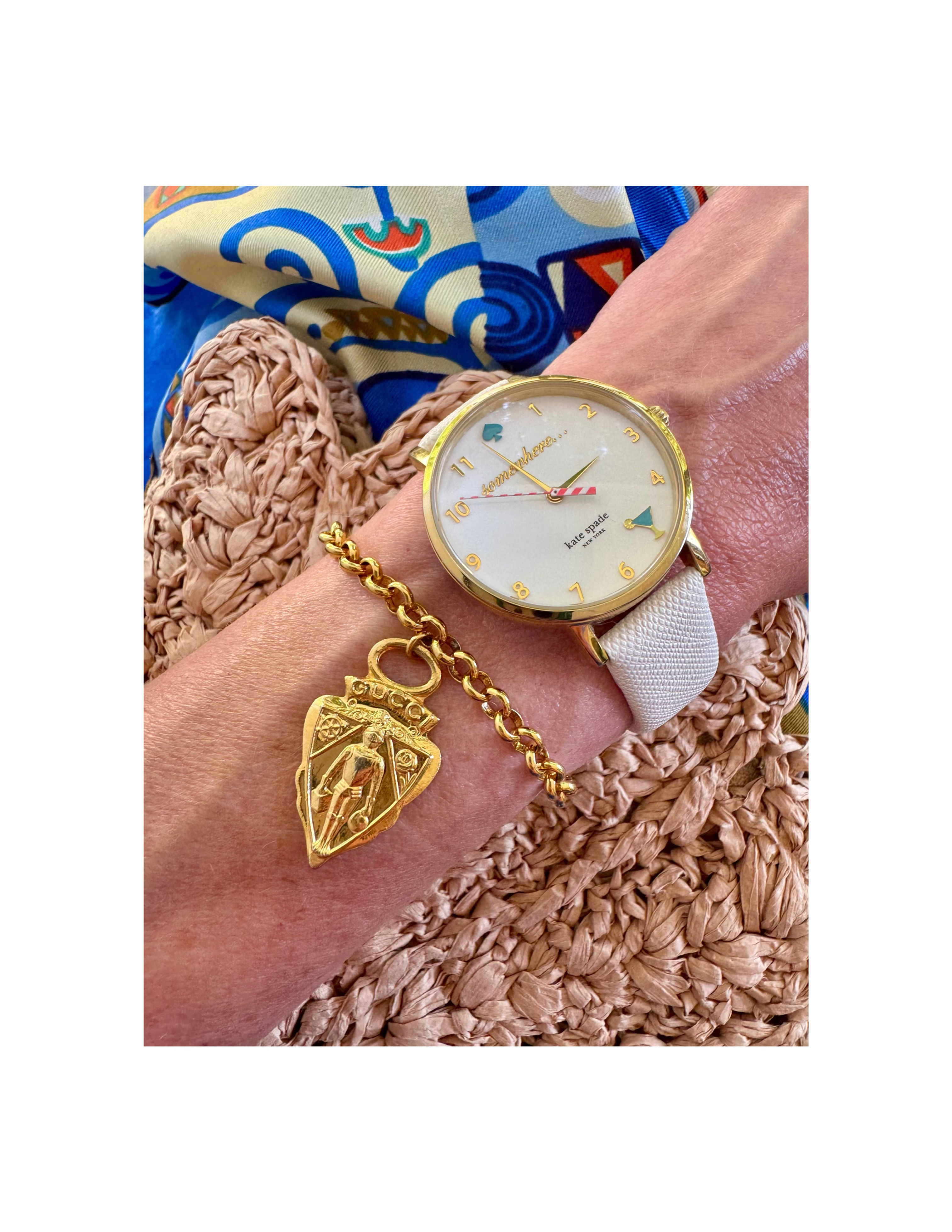 Repurposed Vintage Gucci Iconic Knight Crest Charm Bracelet