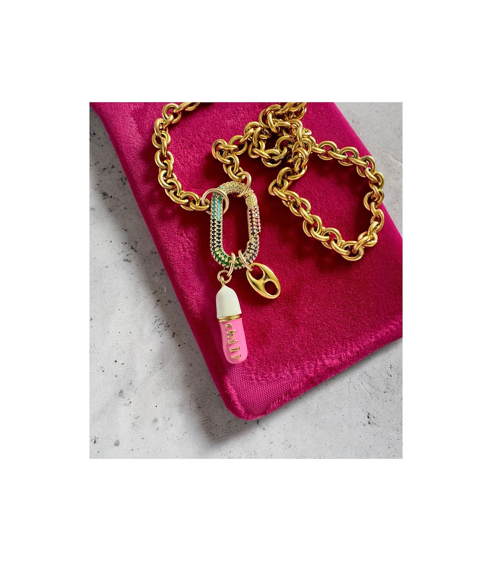 Thumbnail: Repurposed Vintage Gucci Removable Mariner Link & Chill Pill Charm Necklace