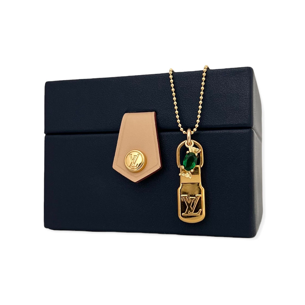 Thumbnail: Repurposed Louis Vuitton LV Monogram Charm & Green CZ Candy Necklace