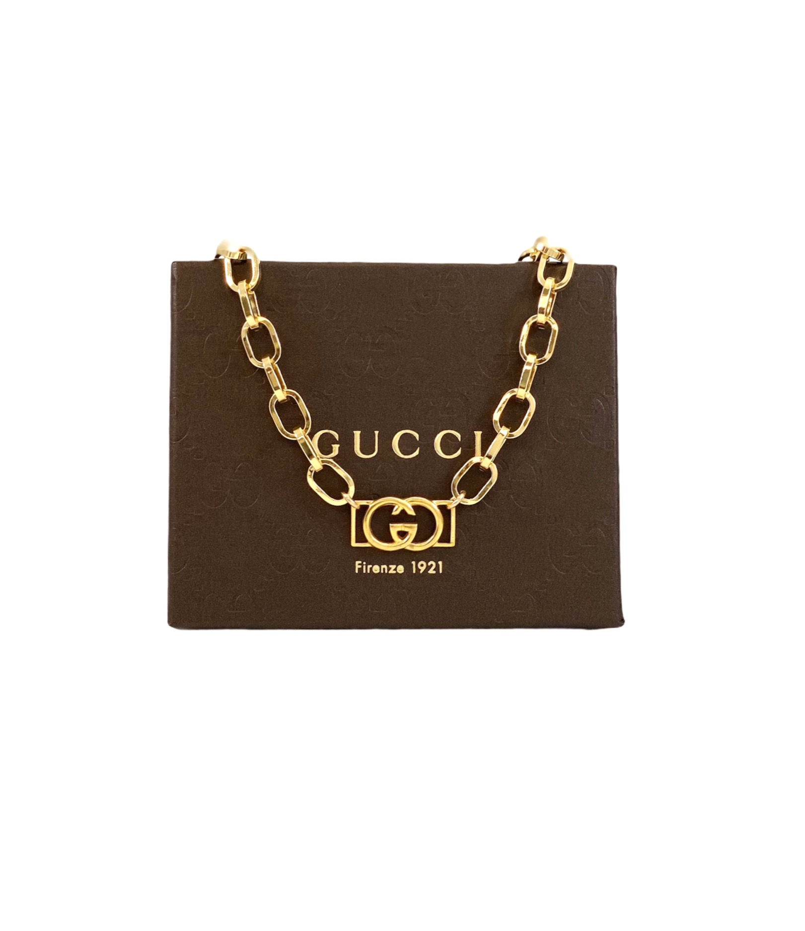 Repurposed Vintage Gucci Gold GG Chunky Paperclip Choker Necklace