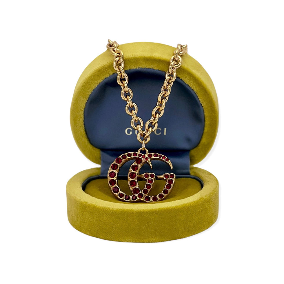 Thumbnail: Repurposed VERY RARE Gucci XL Red Crystal GG Pendant Necklace