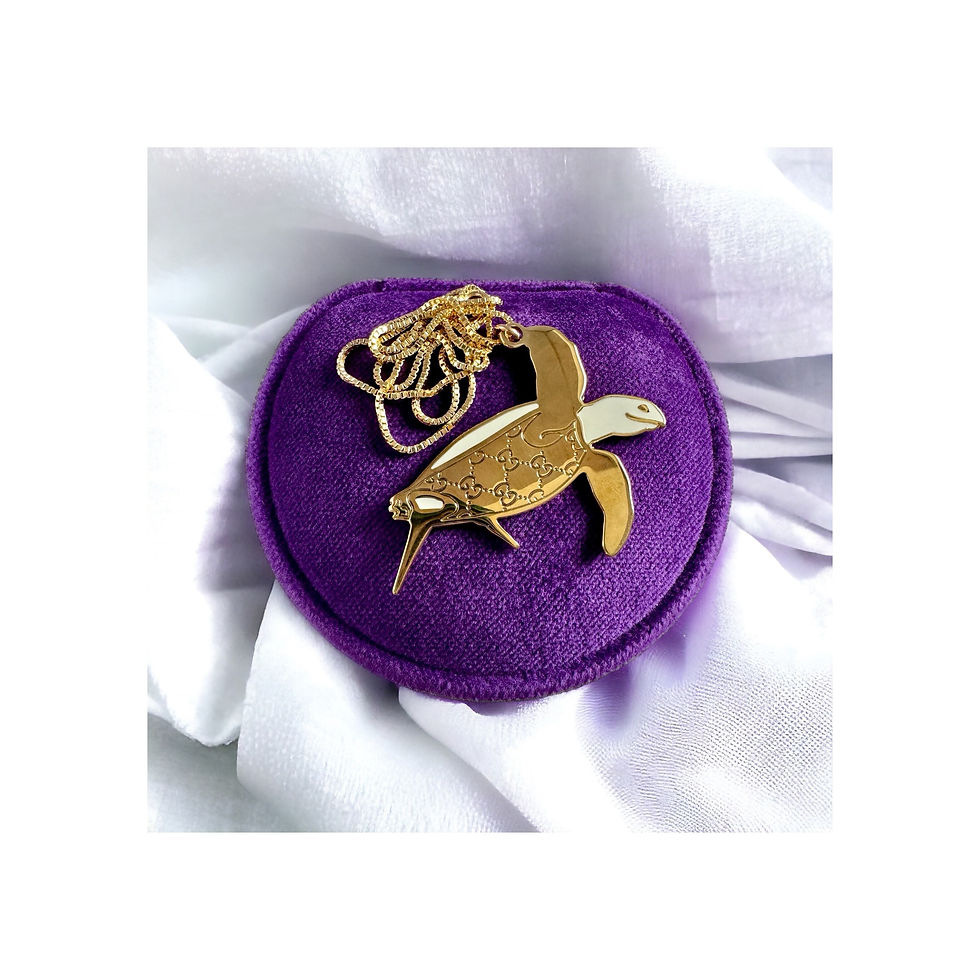 Repurposed Vintage Gucci Guccissima Large Sea Turtle Charm Necklace