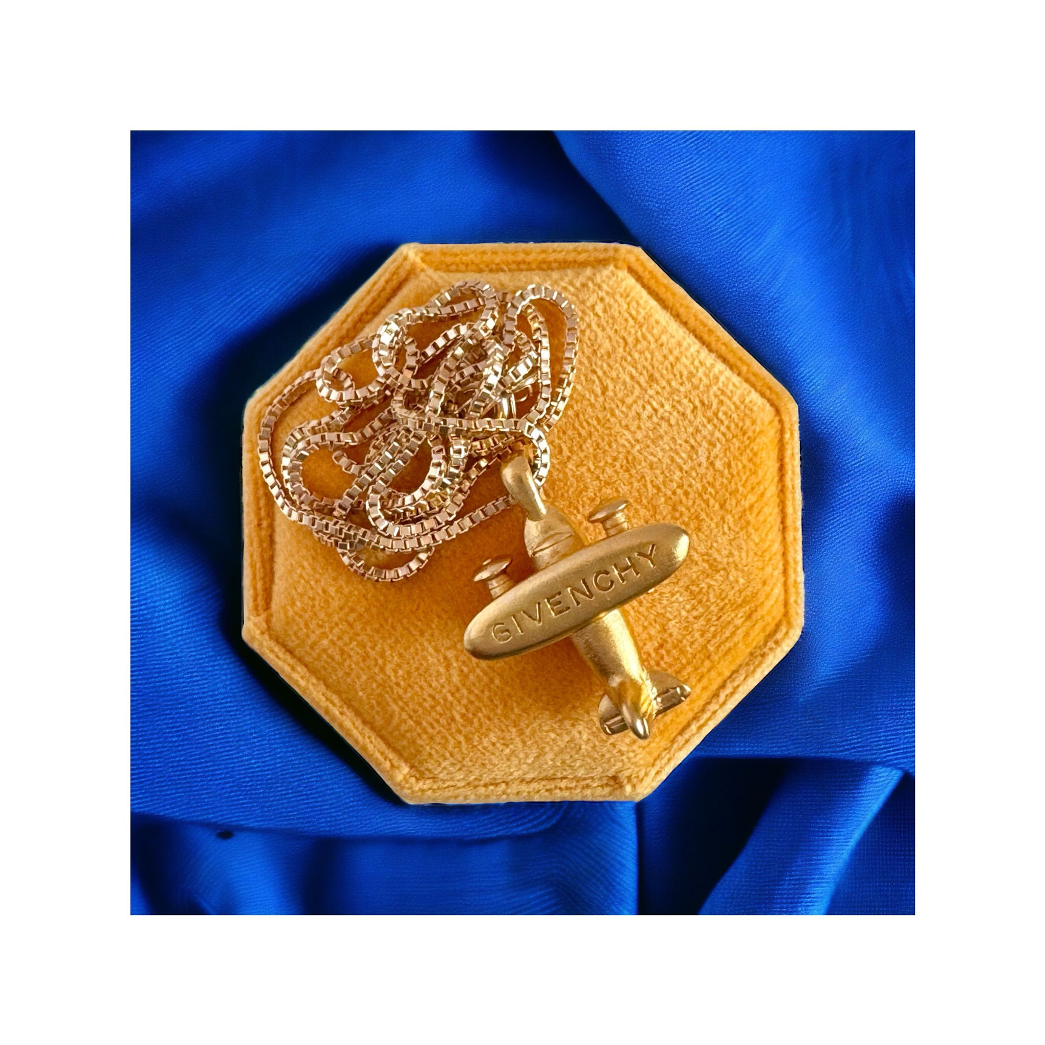 Vintage Repurposed 1980's VERY RARE Givenchy Gold Airplane Charm Necklace