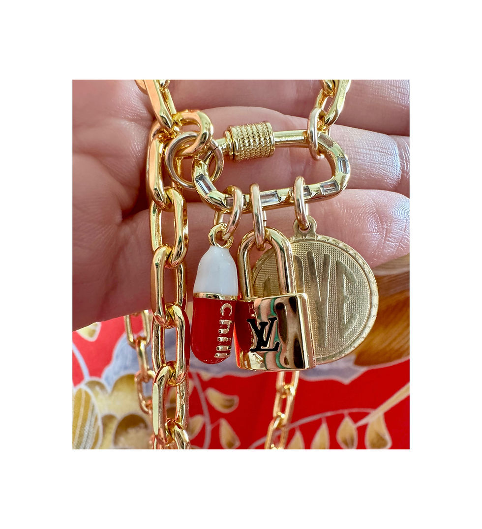 Repurposed Louis Vuitton Monogram Lock W/Removable Love & Chill Pill Necklace