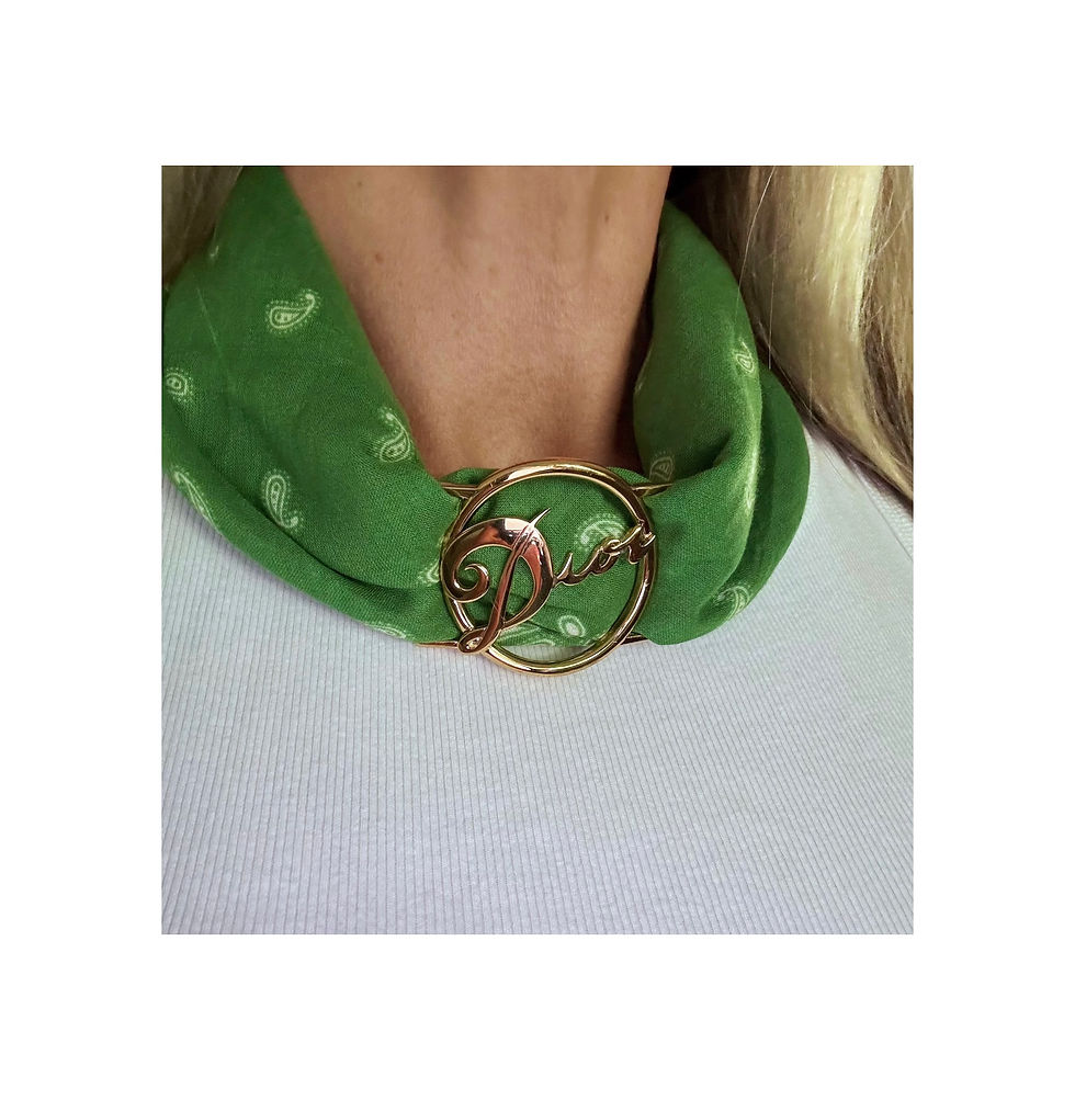 Thumbnail: Repurposed Vintage Gold Dior Scarf Necklace Or Belt Slide