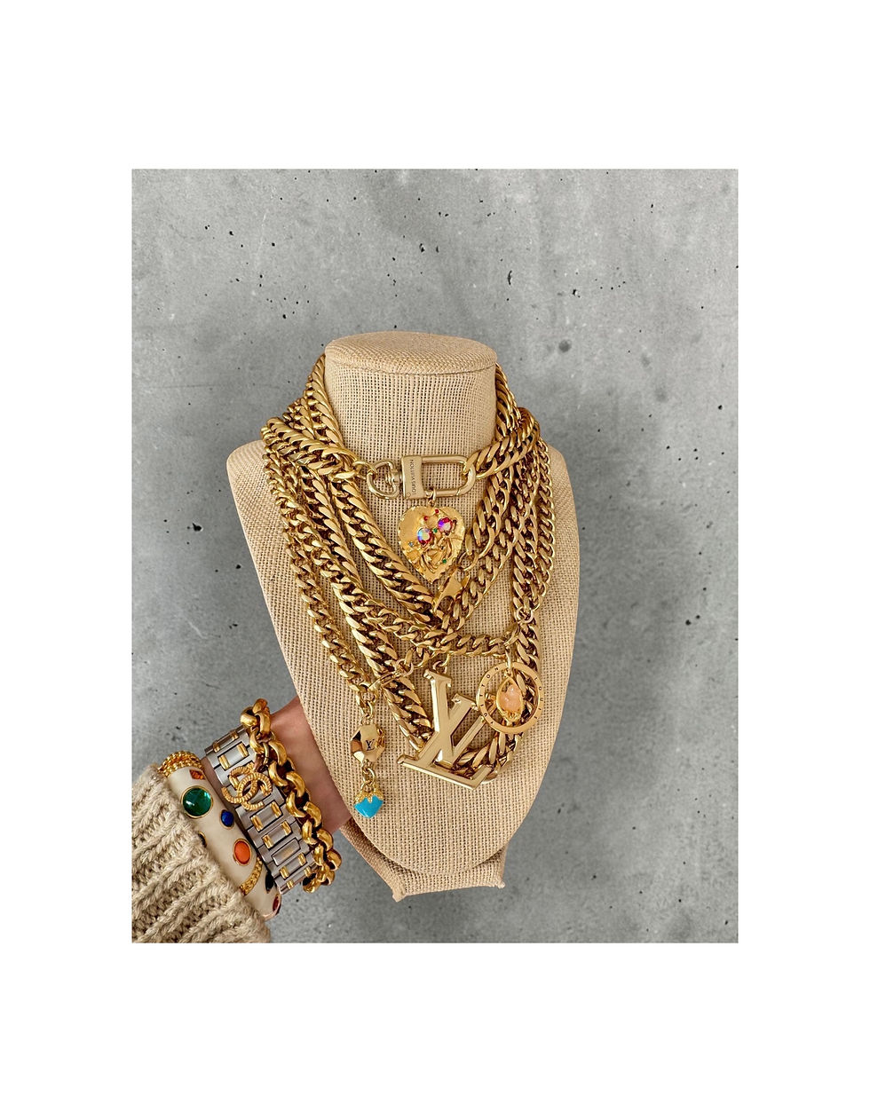 Thumbnail: Repurposed Louis Vuitton Clip w/Removable Vintage Love Birds Charm Necklace