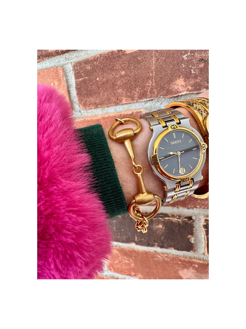 Thumbnail: Repurposed Vintage Gucci Matte Gold Horsebit Bracelet