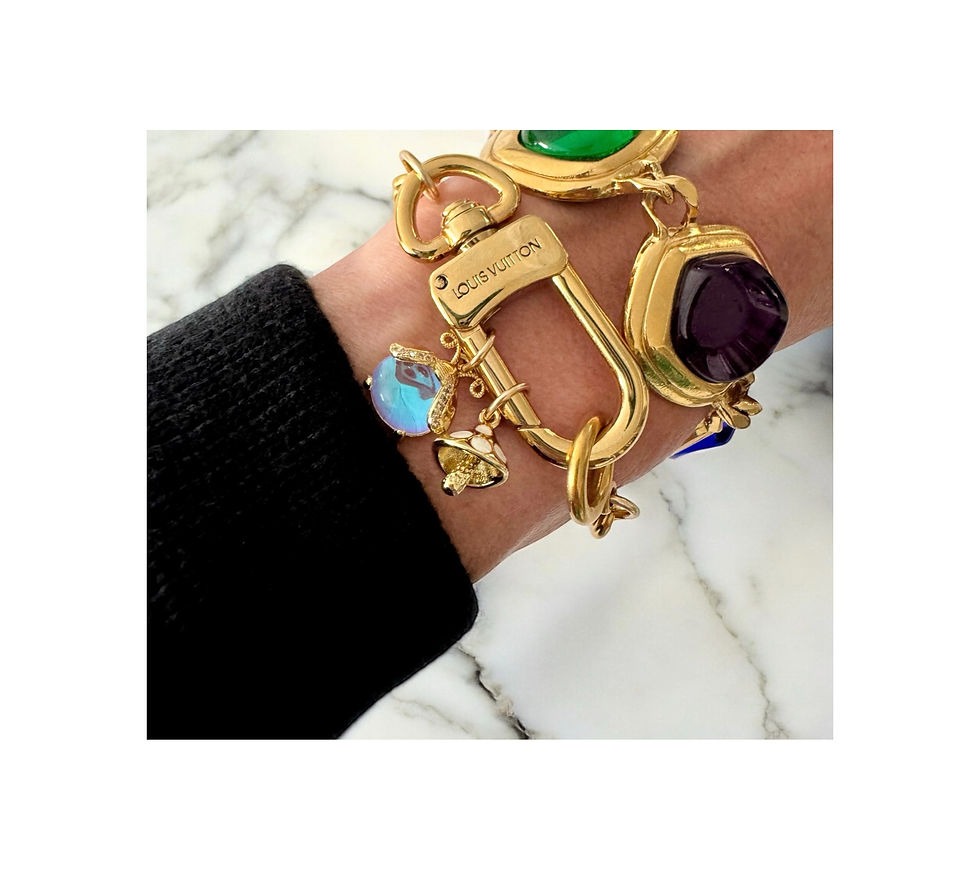 Thumbnail: Repurposed Louis Vuitton Swivel Clip w/Removable Moonstone Beetle & Mushroom