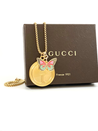 Chain Necklace Gucci Butterfly Necklace Gold Repurposed Vintage