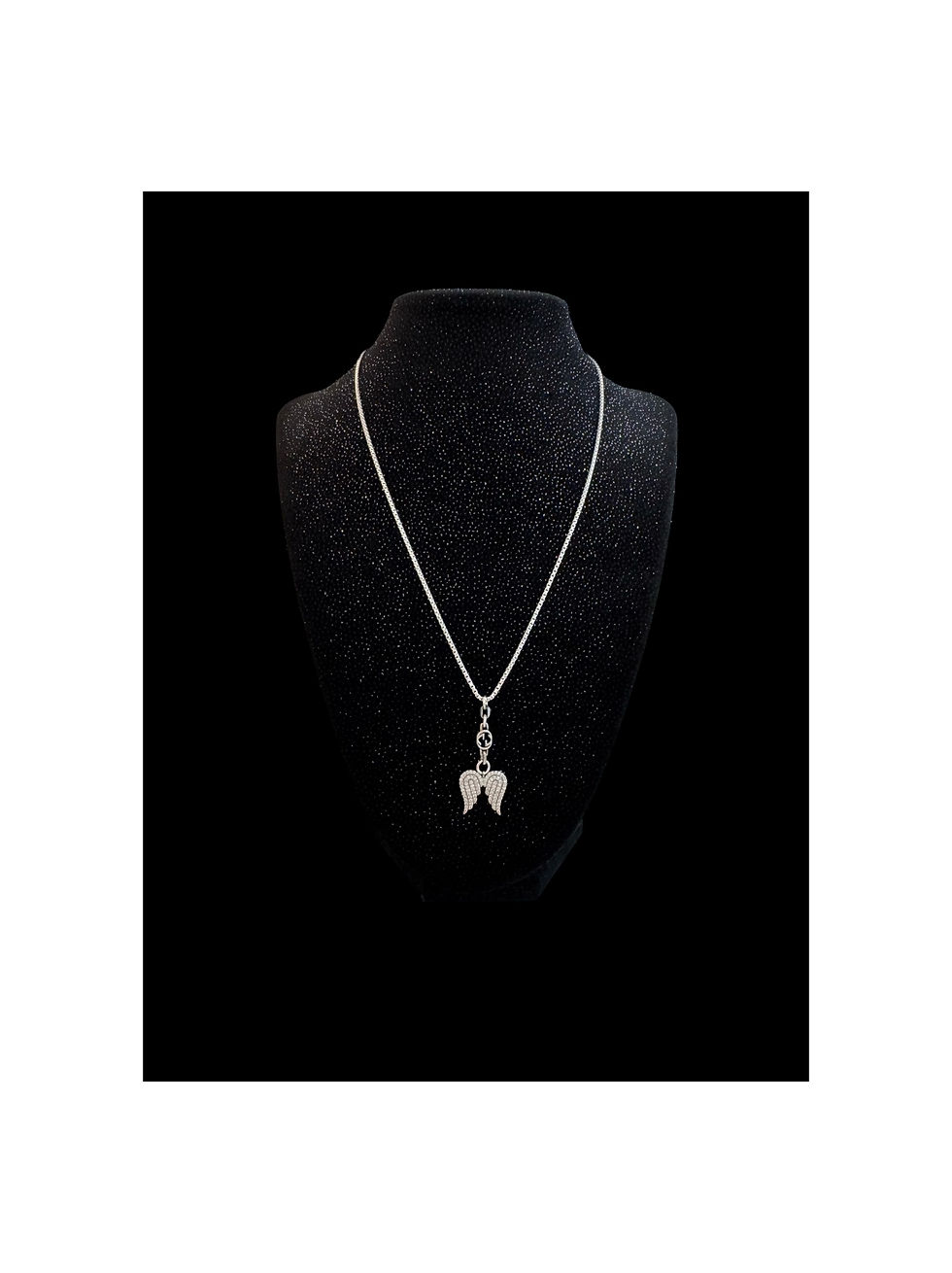 Thumbnail: Repurposed Sterling Silver Petite Gucci GG & Angel Wings Necklace