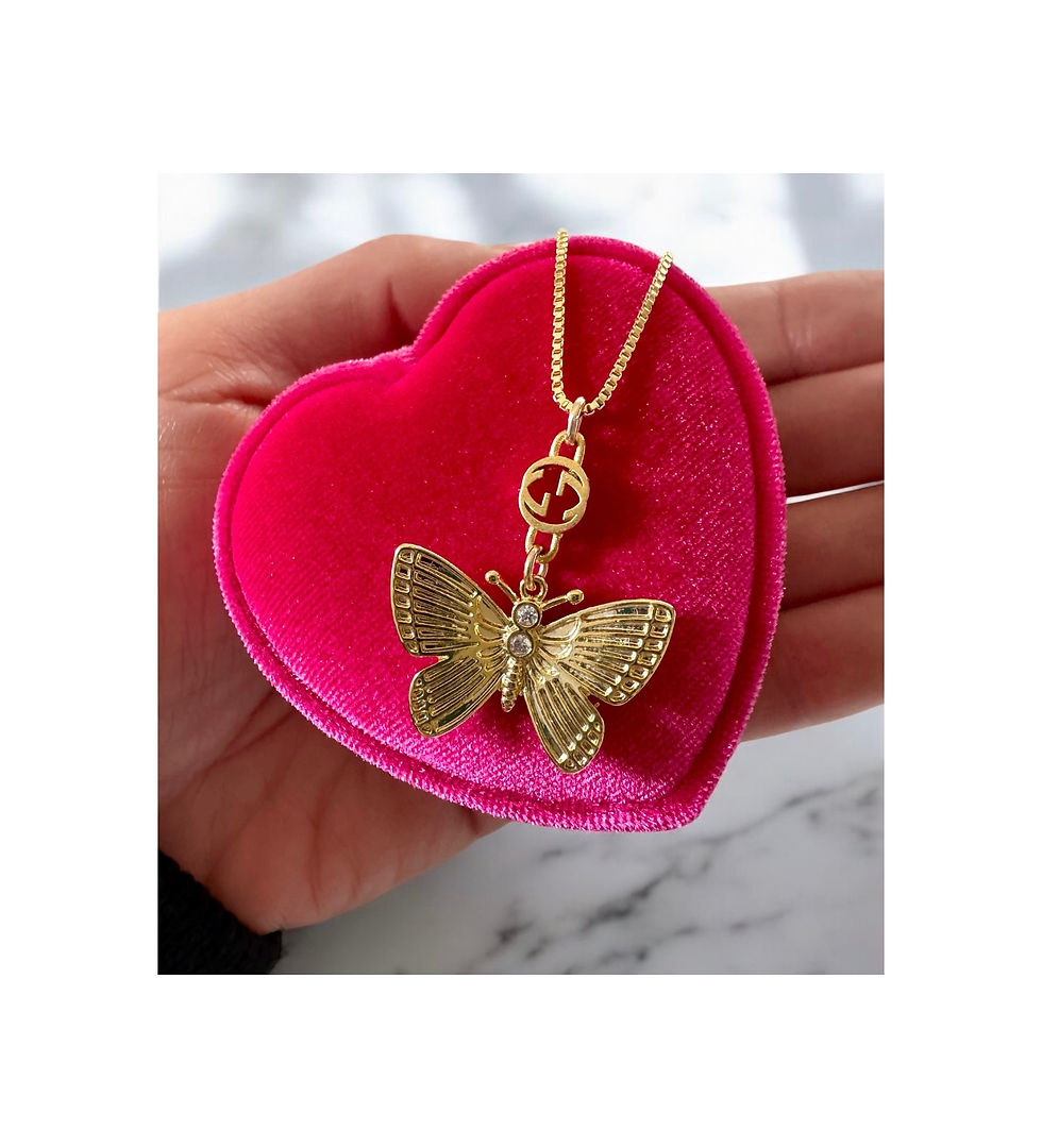 Thumbnail: Repurposed Petite Gucci GG & Butterfly Charm Necklace