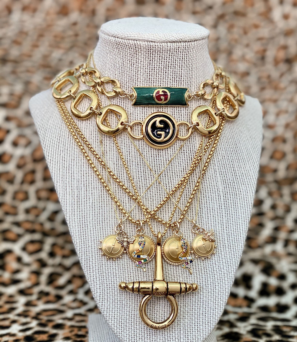Thumbnail: Repurposed Vintage Gucci GG & Bee Charm Necklace