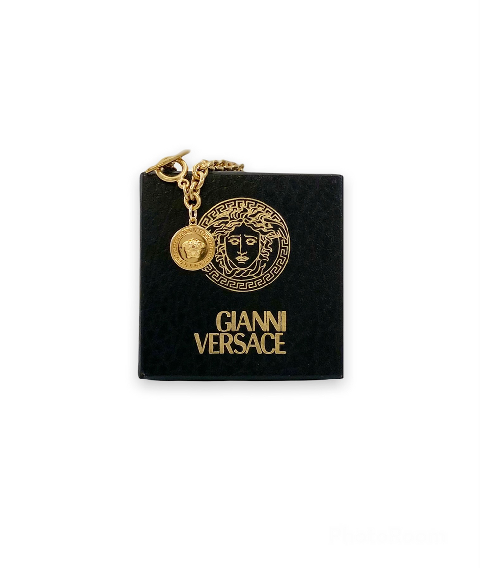 Thumbnail: Repurposed Versace Mirrored Medusa Toggle Charm Bracelet