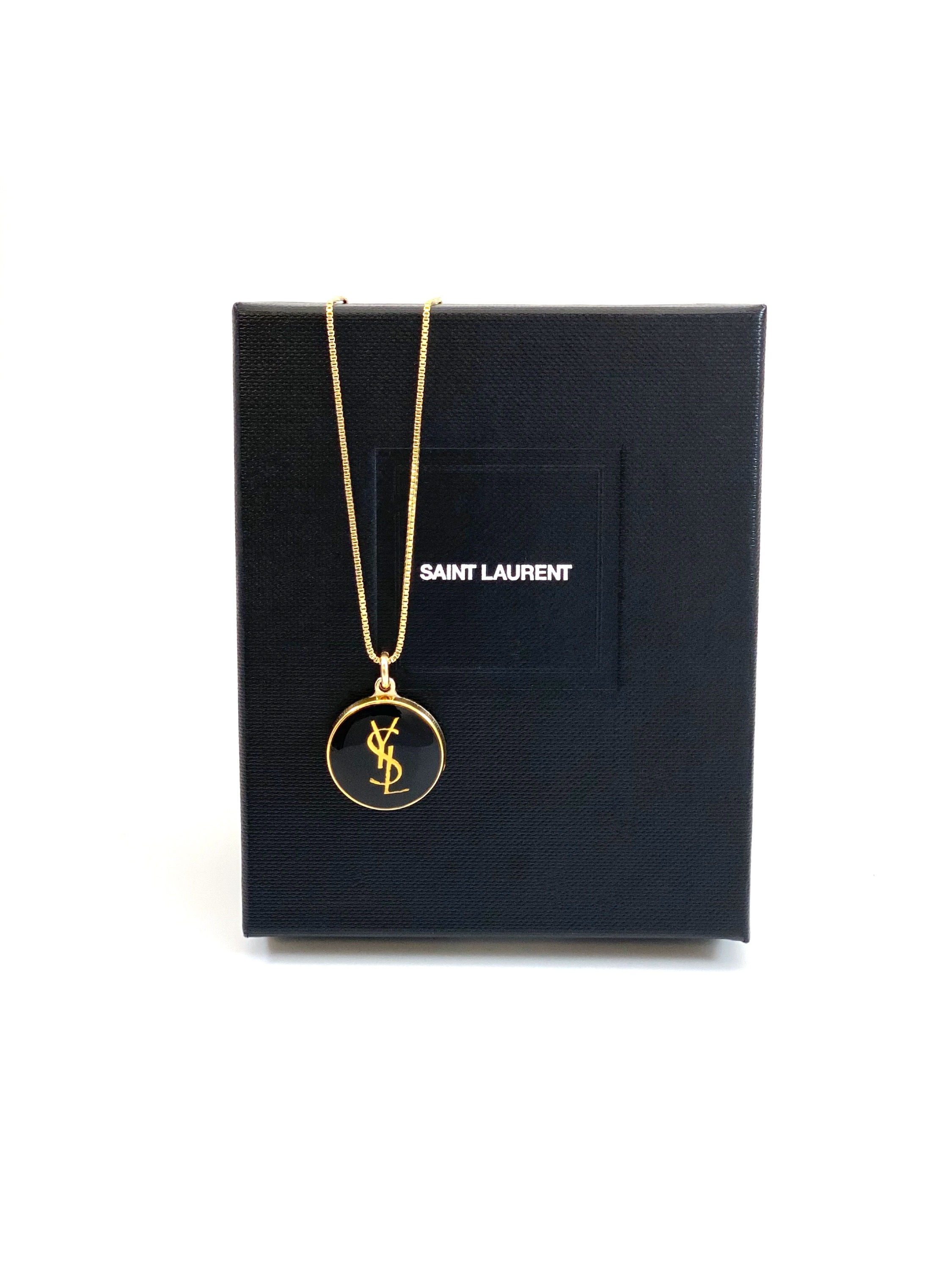 Repurposed YSL Large Black & Gold Charm Necklace