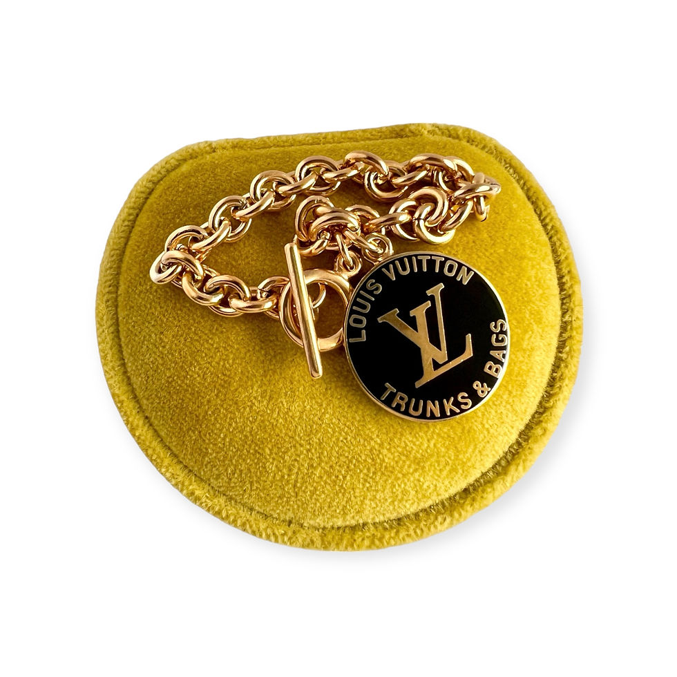 Thumbnail: Repurposed Louis Vuitton Large Black Enameled VERY RARE Charm Bracelet