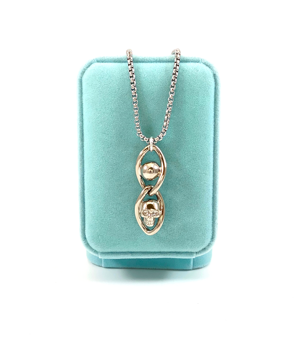 Repurposed Alexander McQueen Silver Skull Charm Necklace