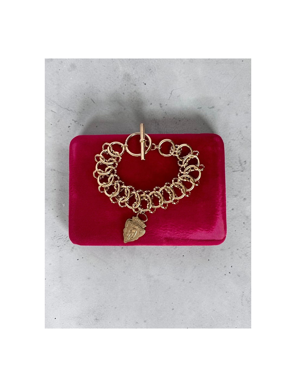 Thumbnail: Repurposed Vintage Gucci Champagne Gold Iconic Knight Crest Charm Bracelet