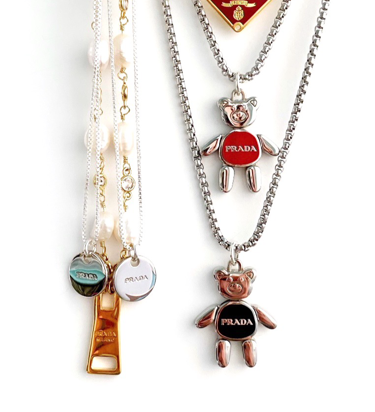 Thumbnail: Repurposed Medium Silver Prada Charm Necklace