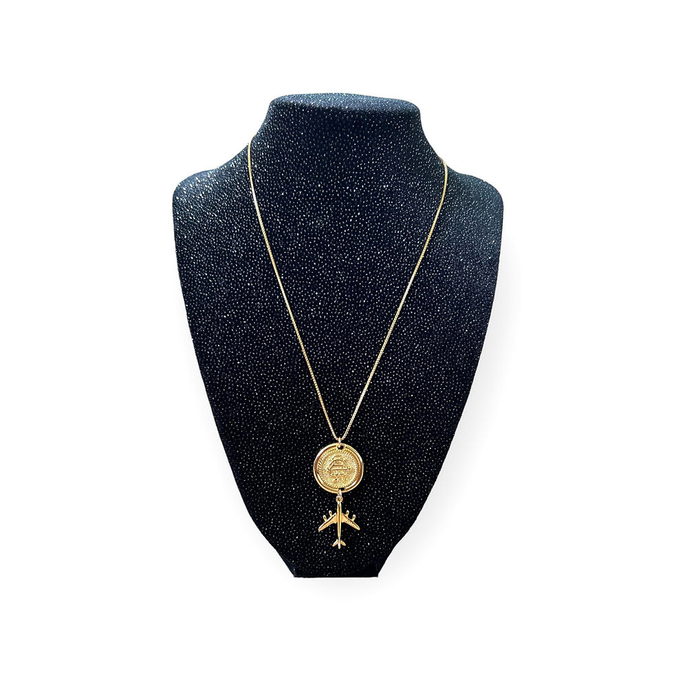Thumbnail: Repurposed Vintage Christian Dior Link & Vintage Airplane Charm Necklace
