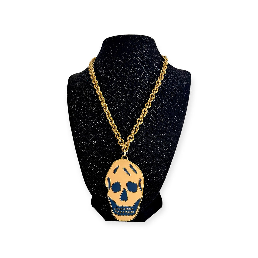 Thumbnail: Repurposed Alexander McQueen Peach & Blue XXL Skull Necklace
