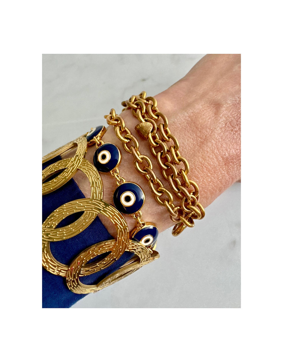 Thumbnail: Vintage 1980's Gold Triple Strand Chanel Bracelet