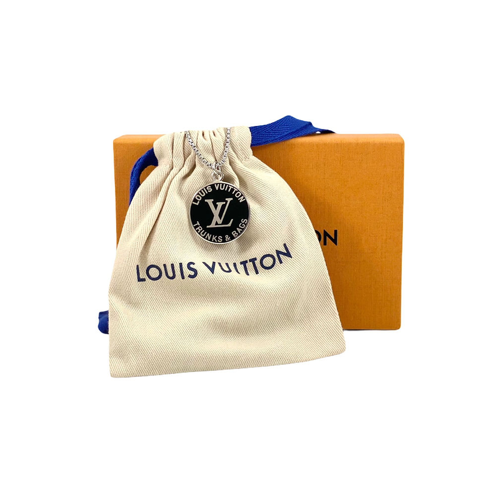 Thumbnail: Repurposed Louis Vuitton Very RARE Silver & Black LV Monogram Charm Necklace