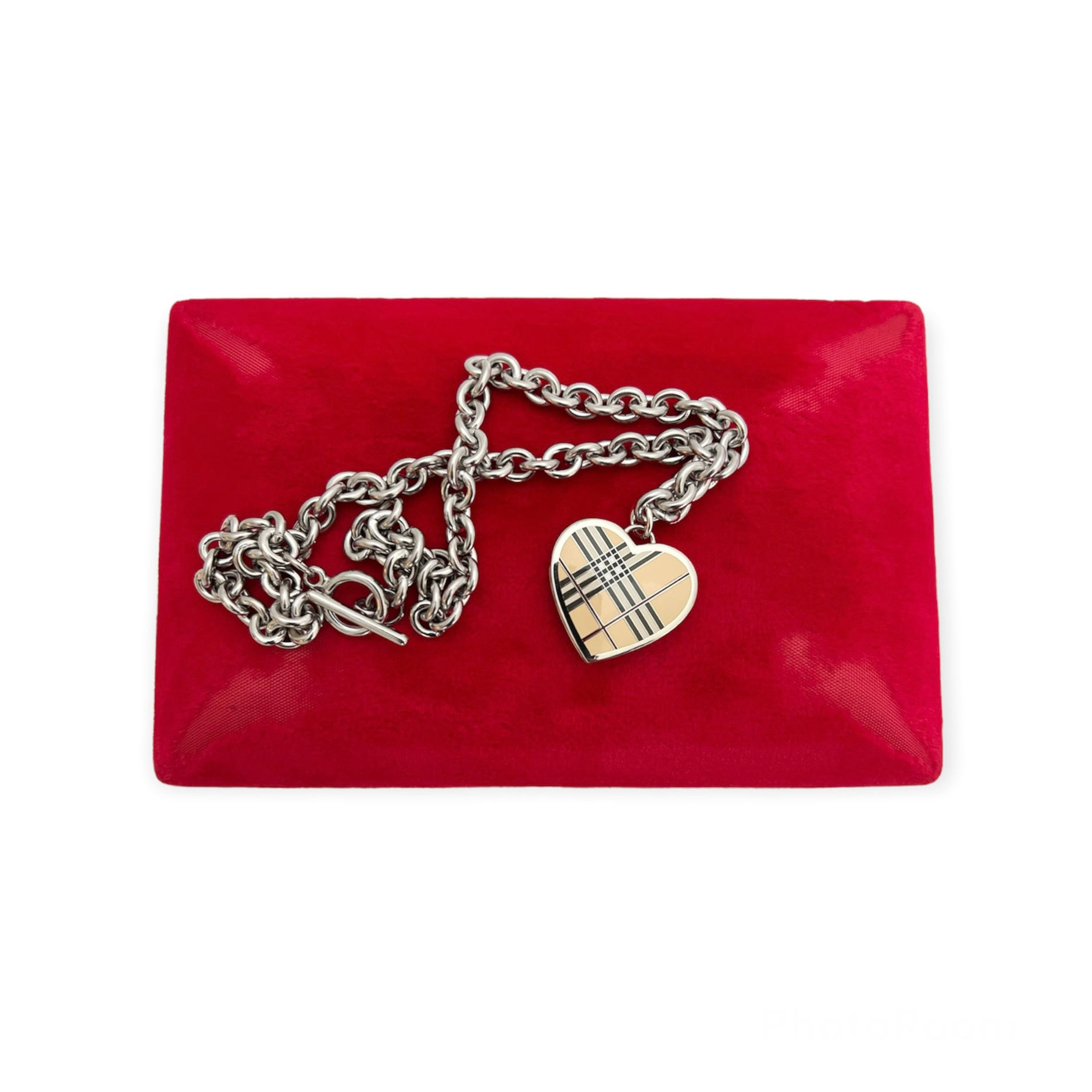 Repurposed Burberry Nova Check VERY RARE Locket Charm Necklace