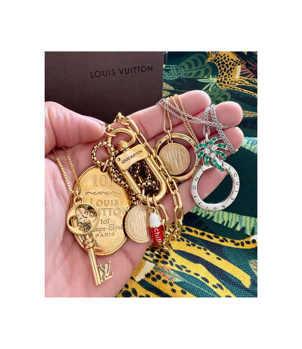Thumbnail: Repurposed Louis Vuitton Medium Gold Ring & Retro Love Charm Necklace