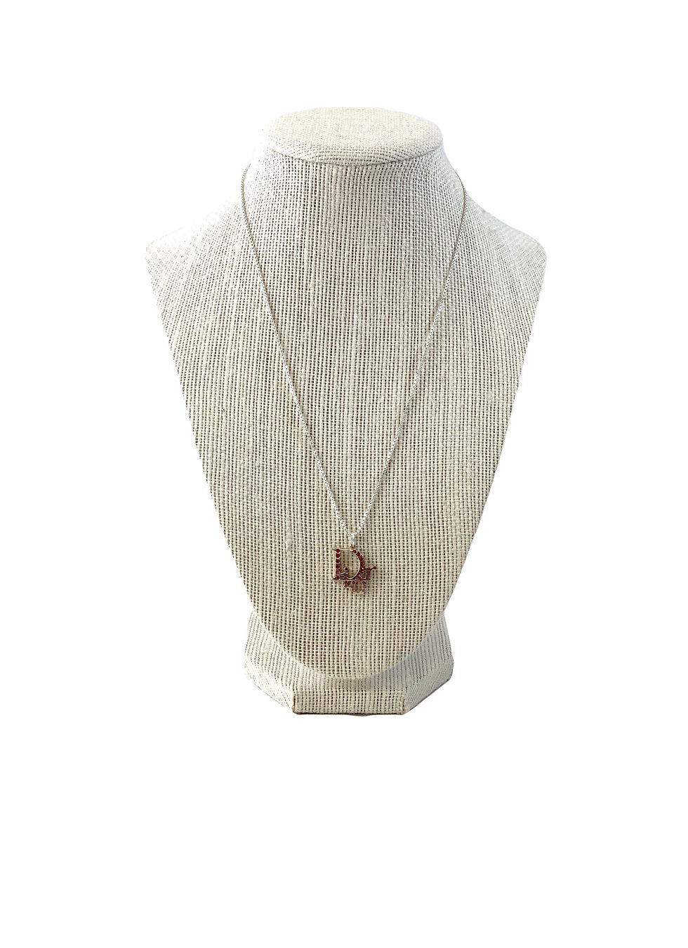 Thumbnail: Repurposed Silver & Pink Ombre Crystals Charm Necklace