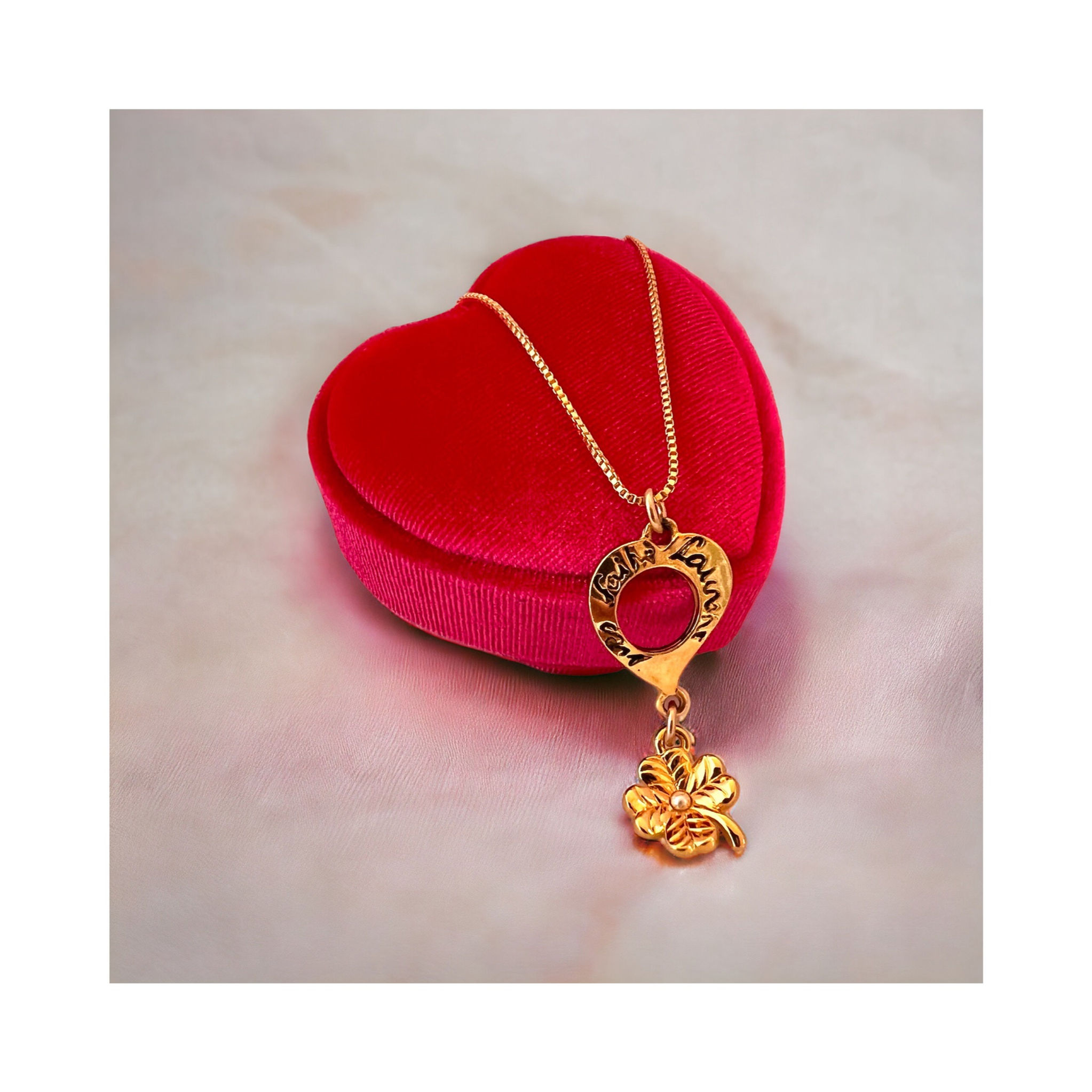 Repurposed Vintage YSL Robert Goossens Heart & Clover Charm Necklace