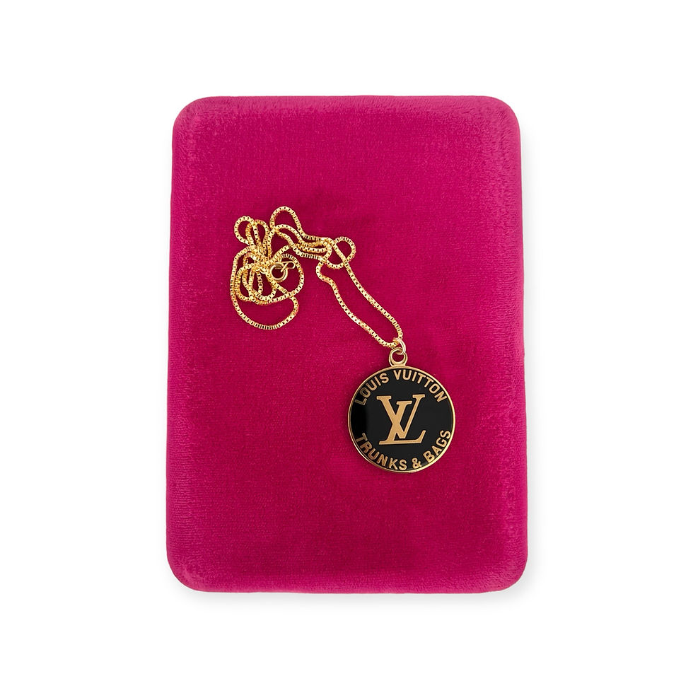 Thumbnail: Repurposed Louis Vuitton Large Black Enameled VERY RARE Charm Necklace