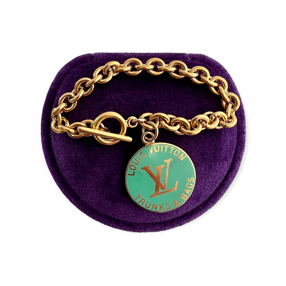 Thumbnail: Repurposed Louis Vuitton Large Aqua Enameled Very Rare Charm Bracelet