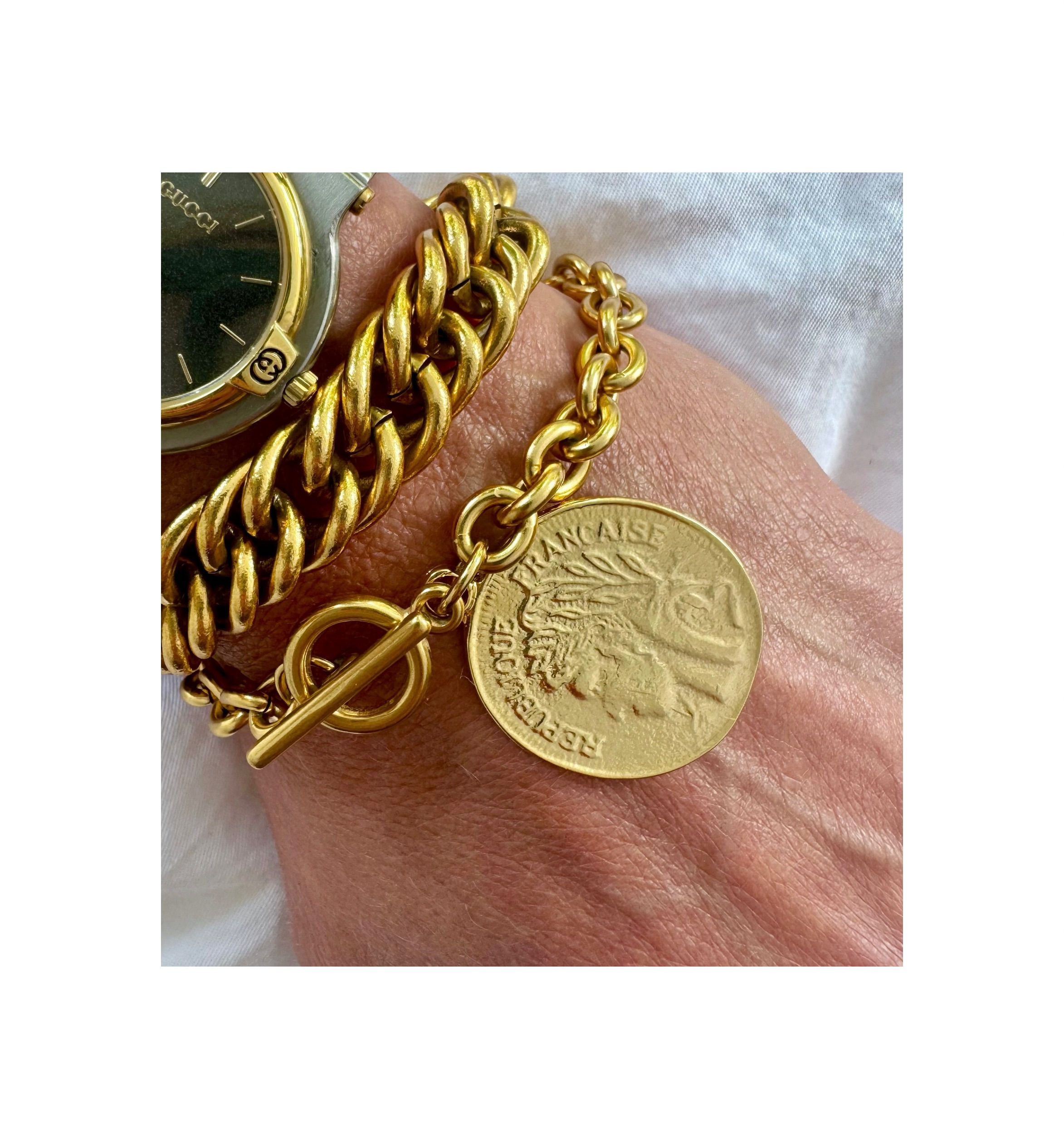 Extra Large French Coin Antique Reproduction Bracelet