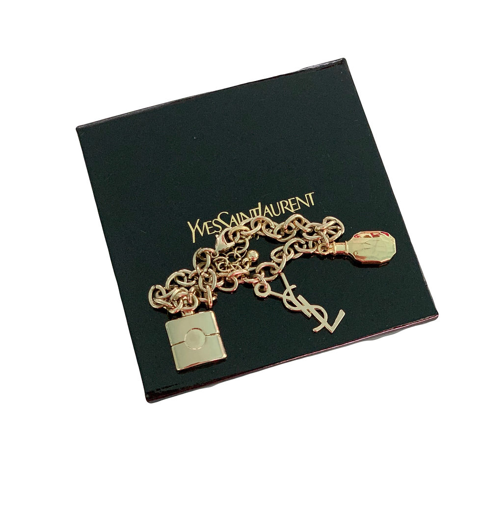 Thumbnail: Repurposed Yves Saint Laurent YSL Logo Gold Charm Necklace