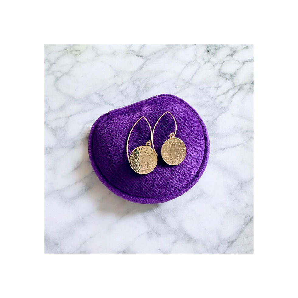 Thumbnail: Gold Filled Reproduction Coin Marquise Ear Wire Earrings
