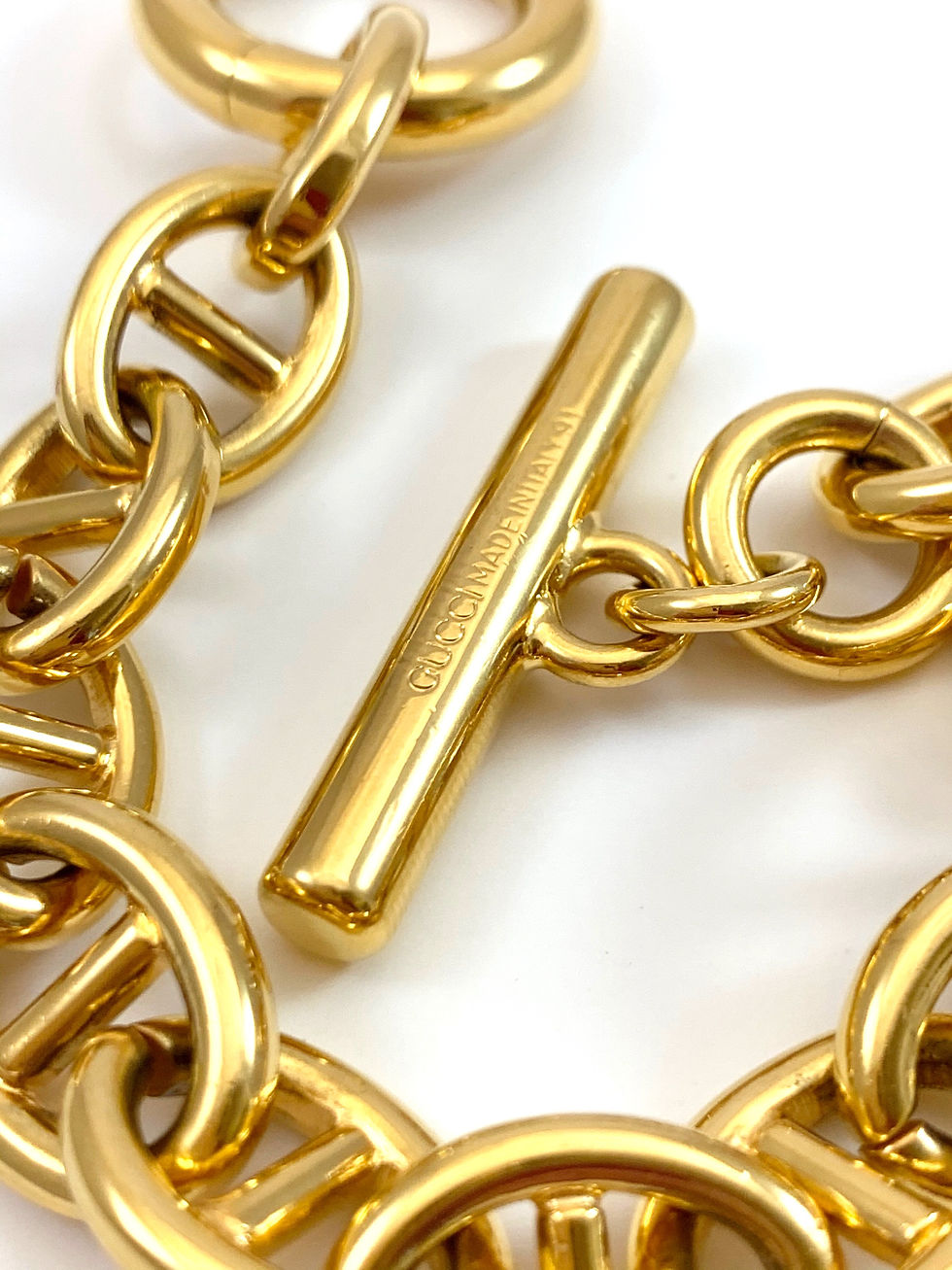 Thumbnail: Repurposed Vintage 1990's Authentic Gucci Yellow Enamel XL Charm Bracelet