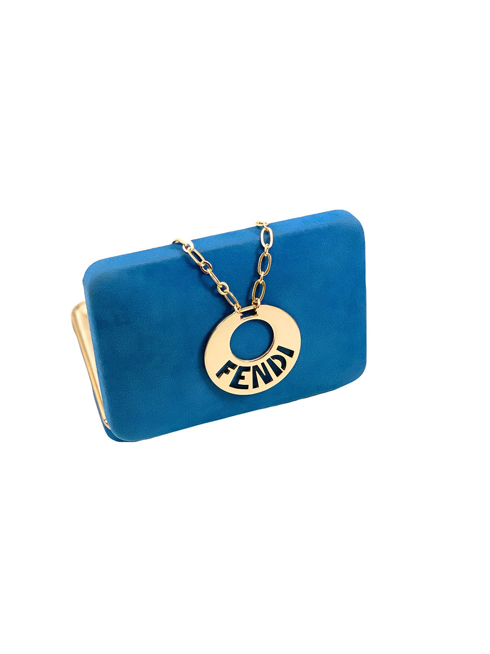 Thumbnail: Repurposed RARE Fendi XL Gold Cut Out Charm Choker Necklace