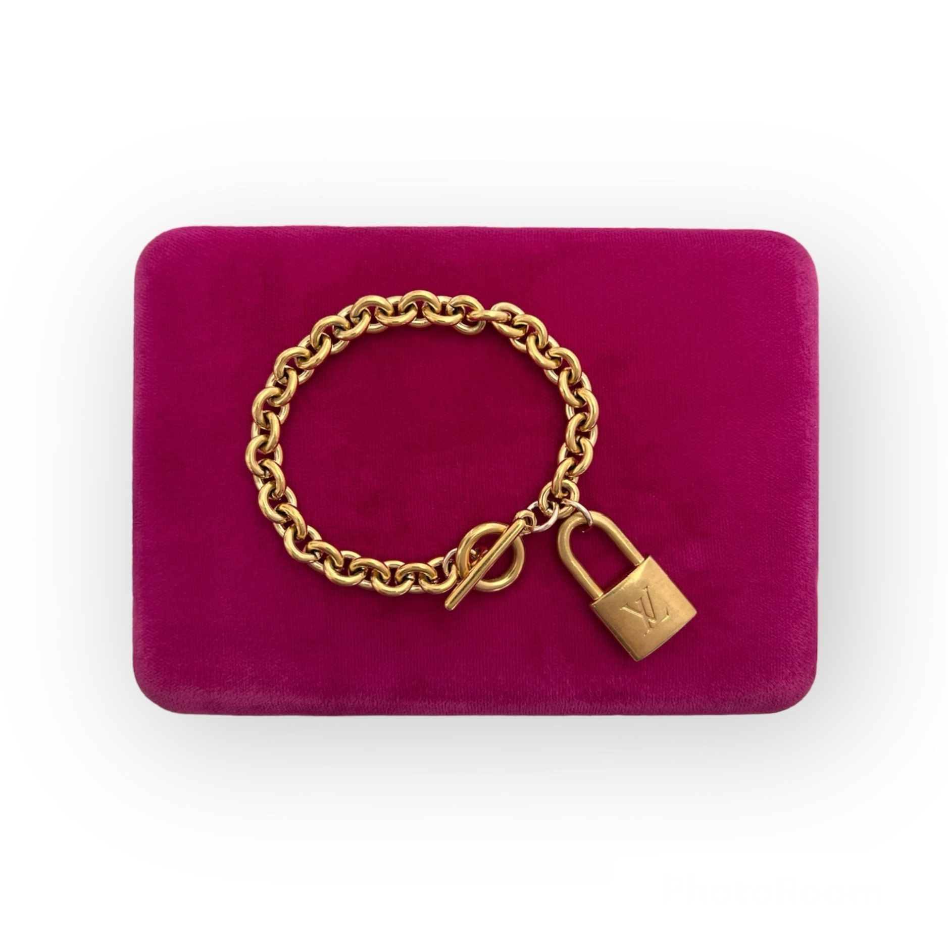 Repurposed Vuitton LV Monogram Lock Charm Bracelet