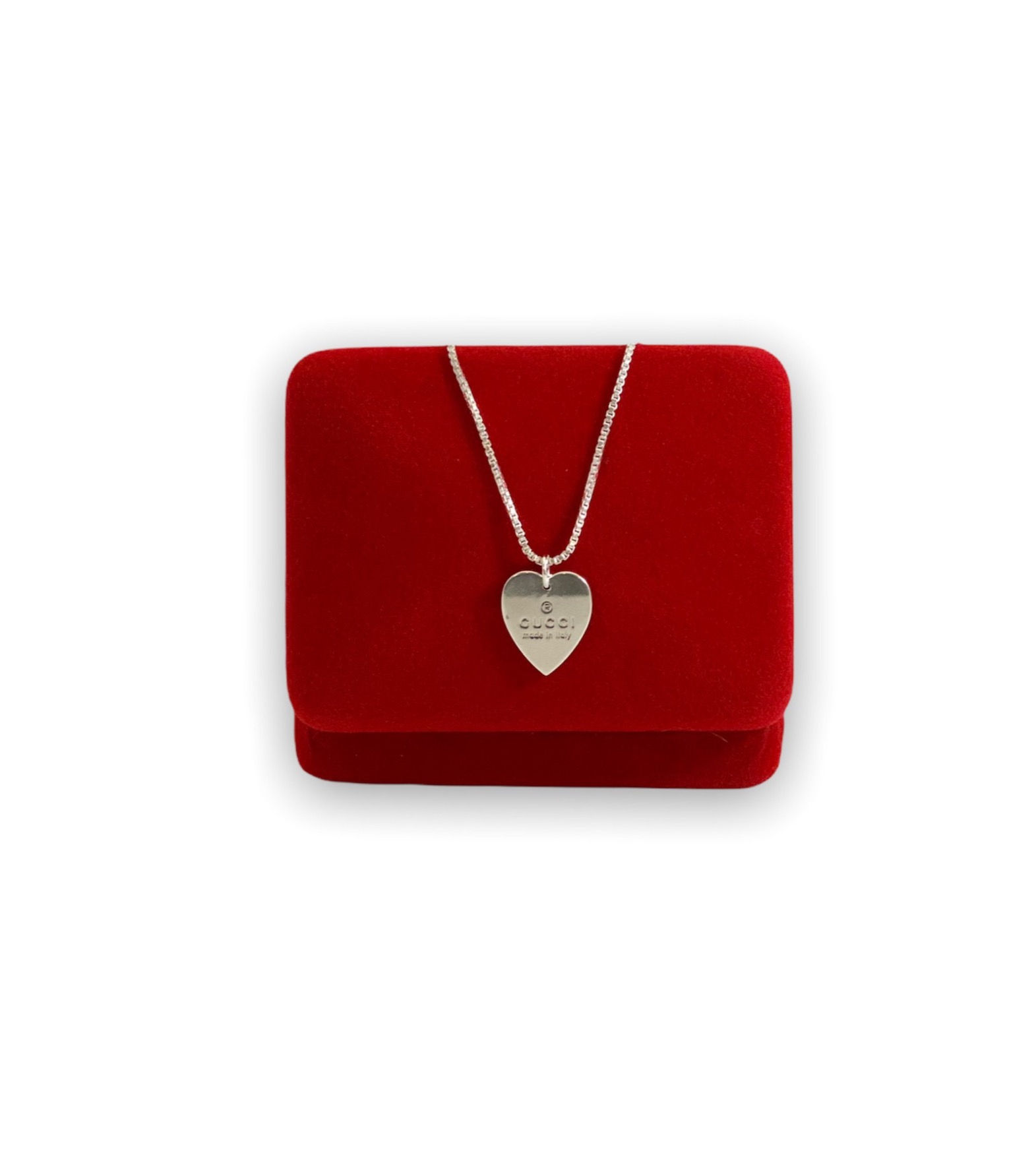 Repurposed Gucci Sterling Silver Medium Heart Charm Necklace