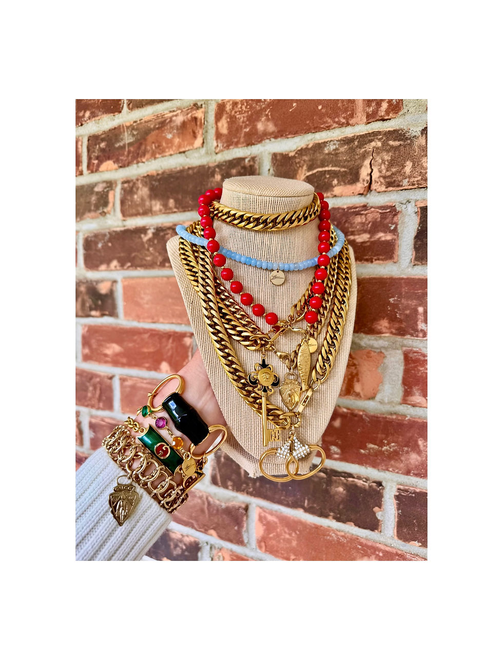 Thumbnail: Repurposed Versace Medusa Skeleton Key Pendant Lariat Necklace